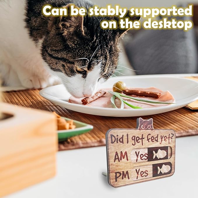 Cat Feeding Tracker-AM PM 2-Meal Wooden Fridge Magnets - Image 4