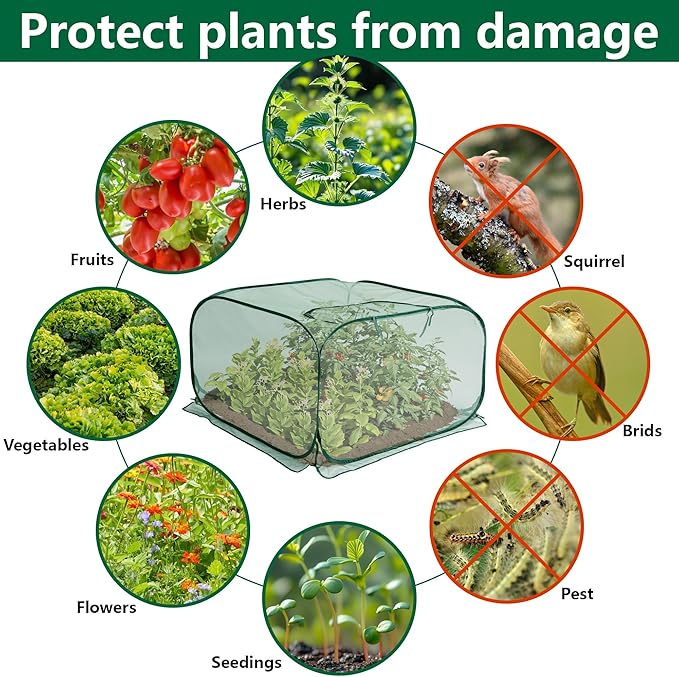 35" x 35" x 27.5" Pop Up Mesh Plant Cover, Foldable Plant Protector Mesh Plant - Image 4