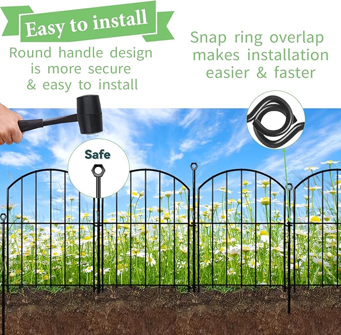 Decorative Garden Fence 17in x30ft, 30 Pack Rustproof Metal No Dig Fence Animal - Image 3