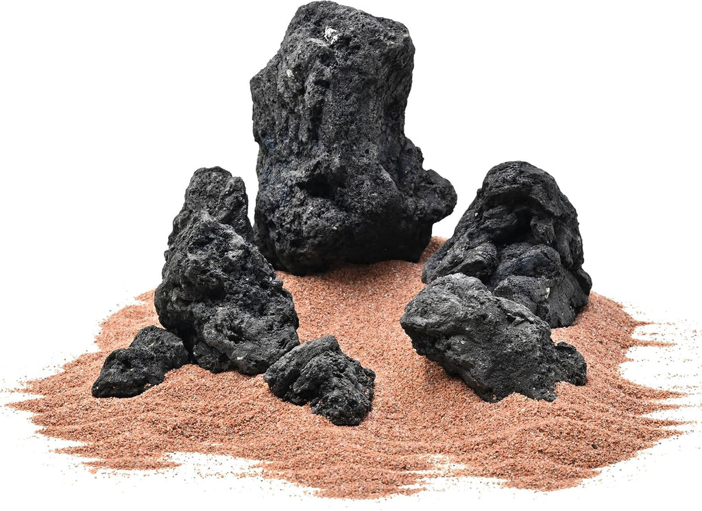 Black Lava Rock Aquarium Stones for Fish Tank,10LB 3-7inches
