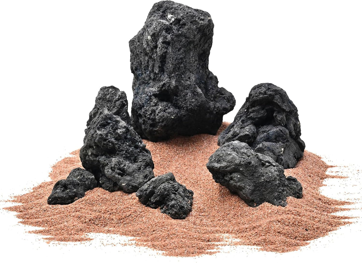 Black Lava Rock Aquarium Stones for Fish Tank,10LB 3-7inches