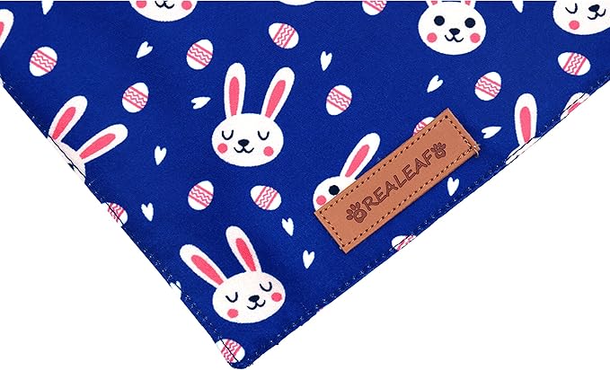 Realeaf Easter Dog Bandanas 2 Pack, Triangle Reversible Pet Scarf - Image 4