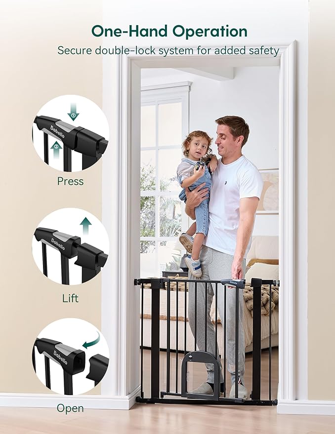 Babelio Baby Gate with Cat Door, CatPrivilege Ⅲ, Extra Wide 29-55" Cat Gate - Image 5