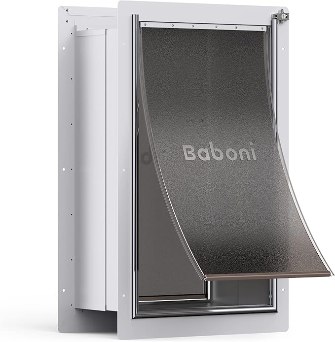 Baboni Pet Door for Wall, Steel Frame and Telescoping Tunnel, Aluminum Lock by Baboni