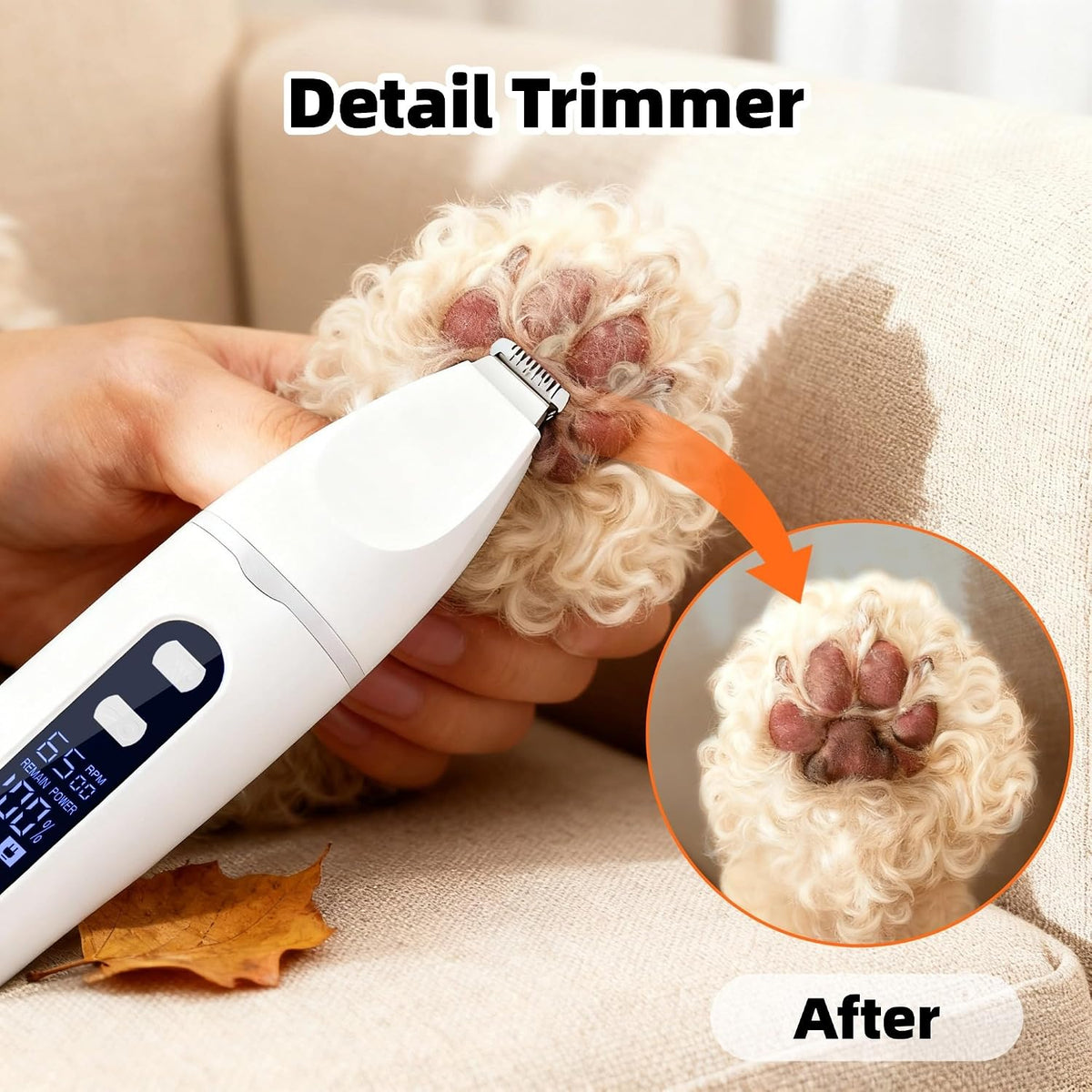 Dog Grooming Kit Hair Clipper with LCD Display - Low Noise Pet Hair Trimmer, Pet Nail Grinder Clippers for Grooming, Rechargeable Cordless Waterproof Paw Trimmer for Cats