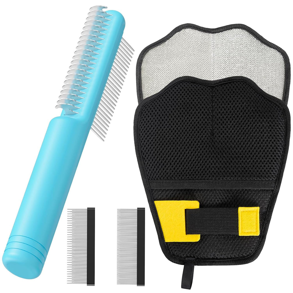 Dematting Comb & Hair Remover Glove, Pet Grooming Tools for Dogs & Cats
