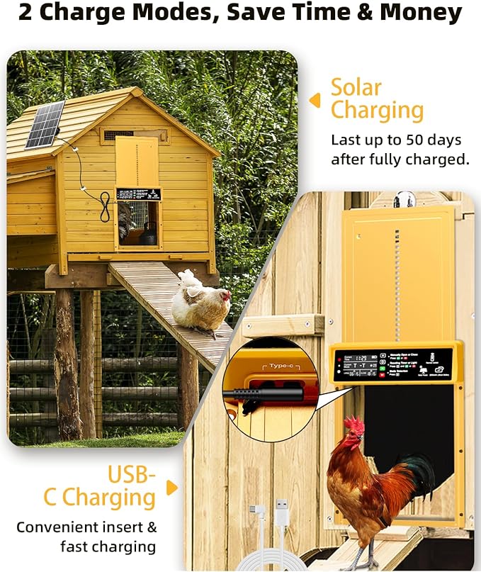 2025 Upgrade 7W Solar Power Chicken Door, Pet Deluxe Automatic Chicken Coop Door - Image 6