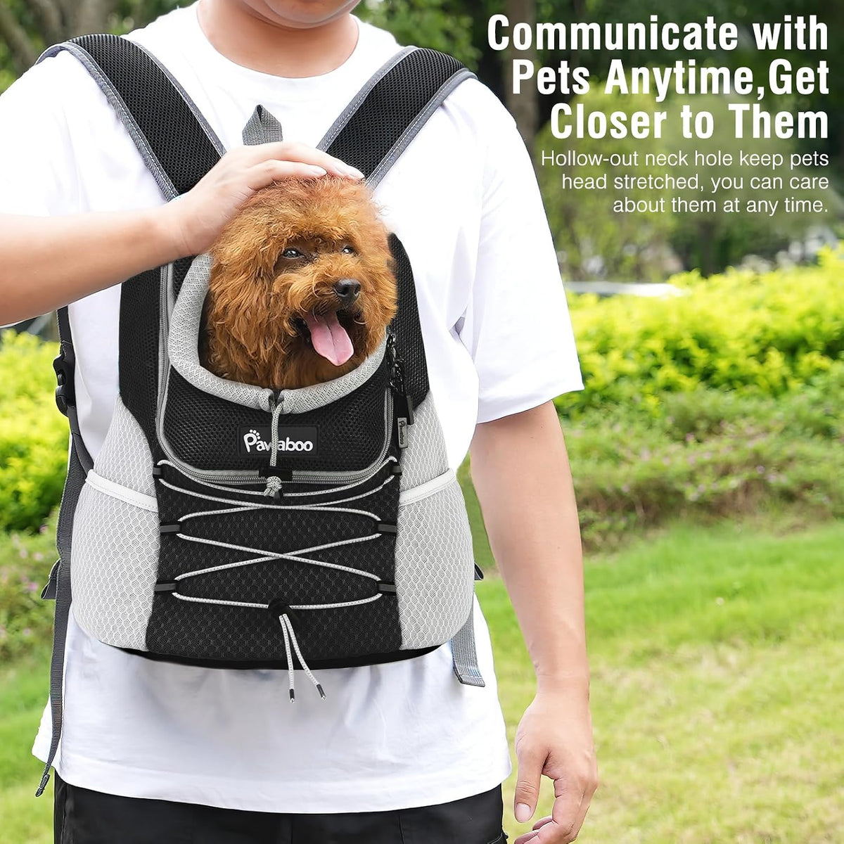 Pawaboo Pet Dog Front Carrier Backpack,Ventilated Mesh Puppy Back Pack