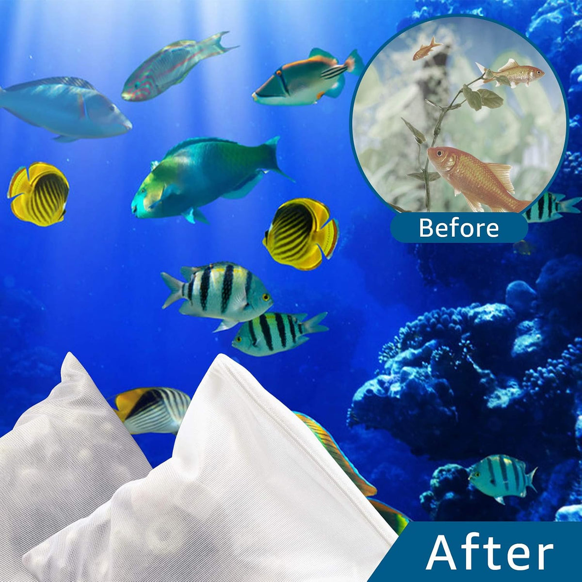 10pc Filter Media Bags for Aquarium,Extra Fine Mesh Bag 7.9"x5.5"