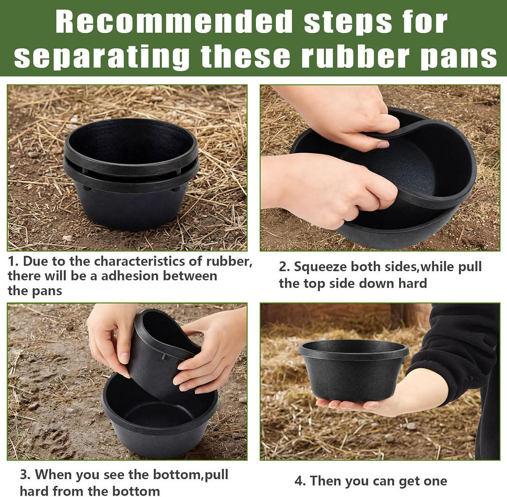 Sadnyy 2 Pcs 1.06 Quart/ 0.26 Gallon Rubber Feeder Pan Horse Feed Bucket