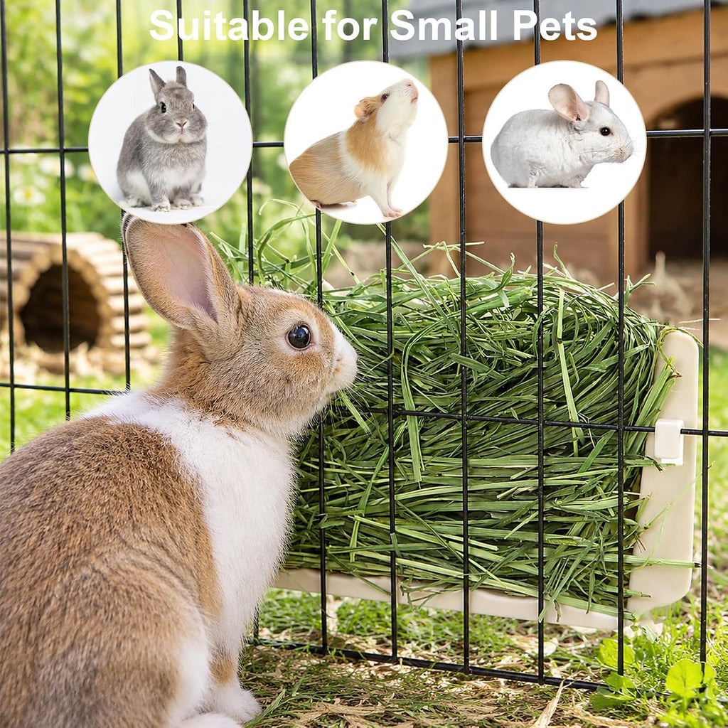 Hypeety Rabbit Hay Feeder Automatic Hay Rack for Guinea Pigs, White, 2pcs