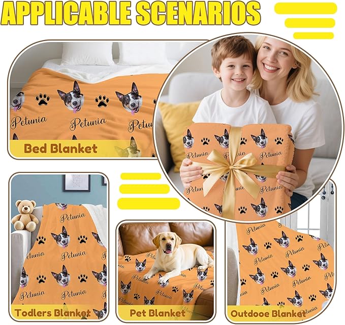 Personalized Paw Print Dog Blanket - Image 6