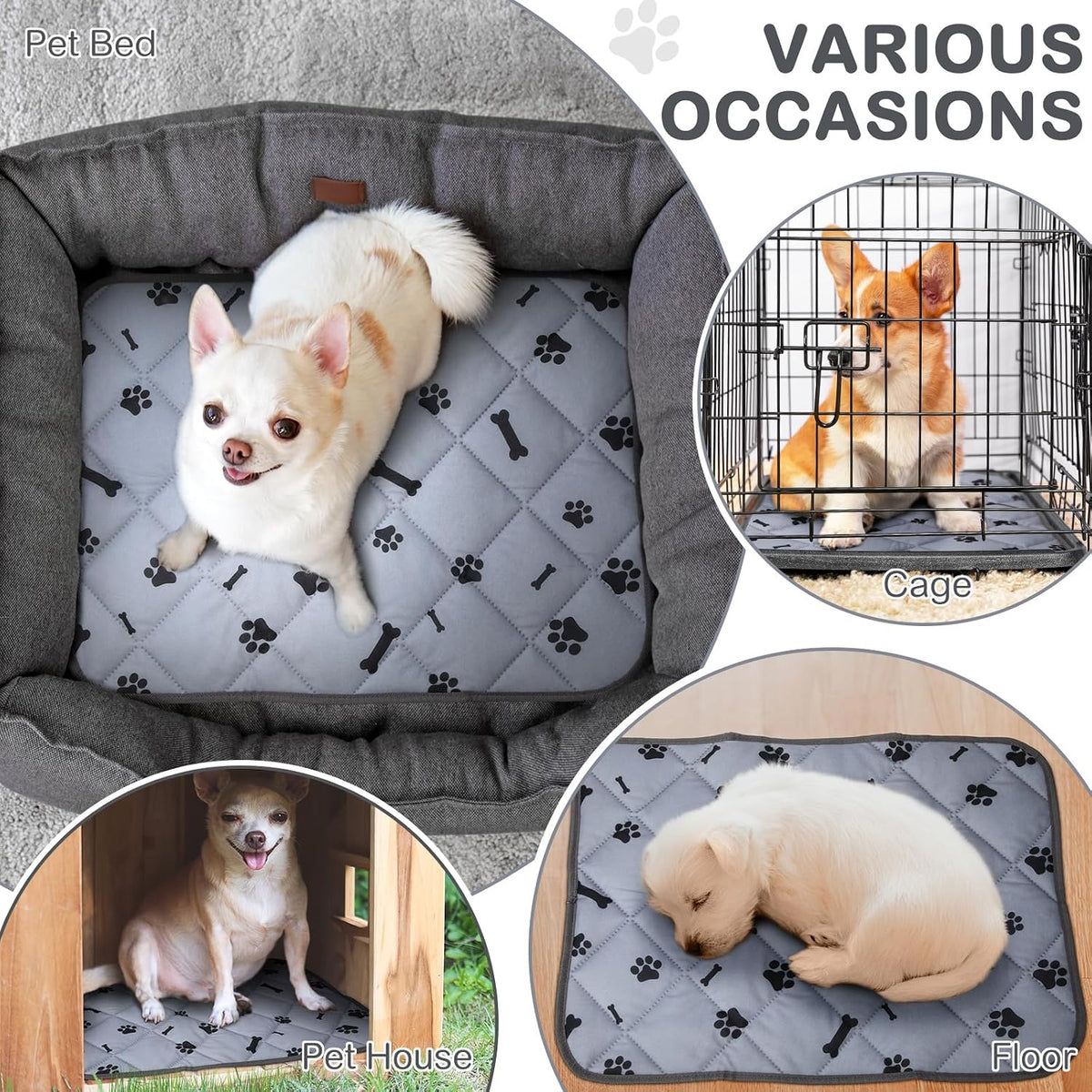 Namalu 4 Pack Self Warming Cat Bed Self Heating Cat Mat 18 x 24 Inch Self Warming Dog Cat Bed Pad Heat Reflective Soft Dog Crate Pad Anti Slip Thermal Pet Mat Washable for Outdoor Indoor Pets