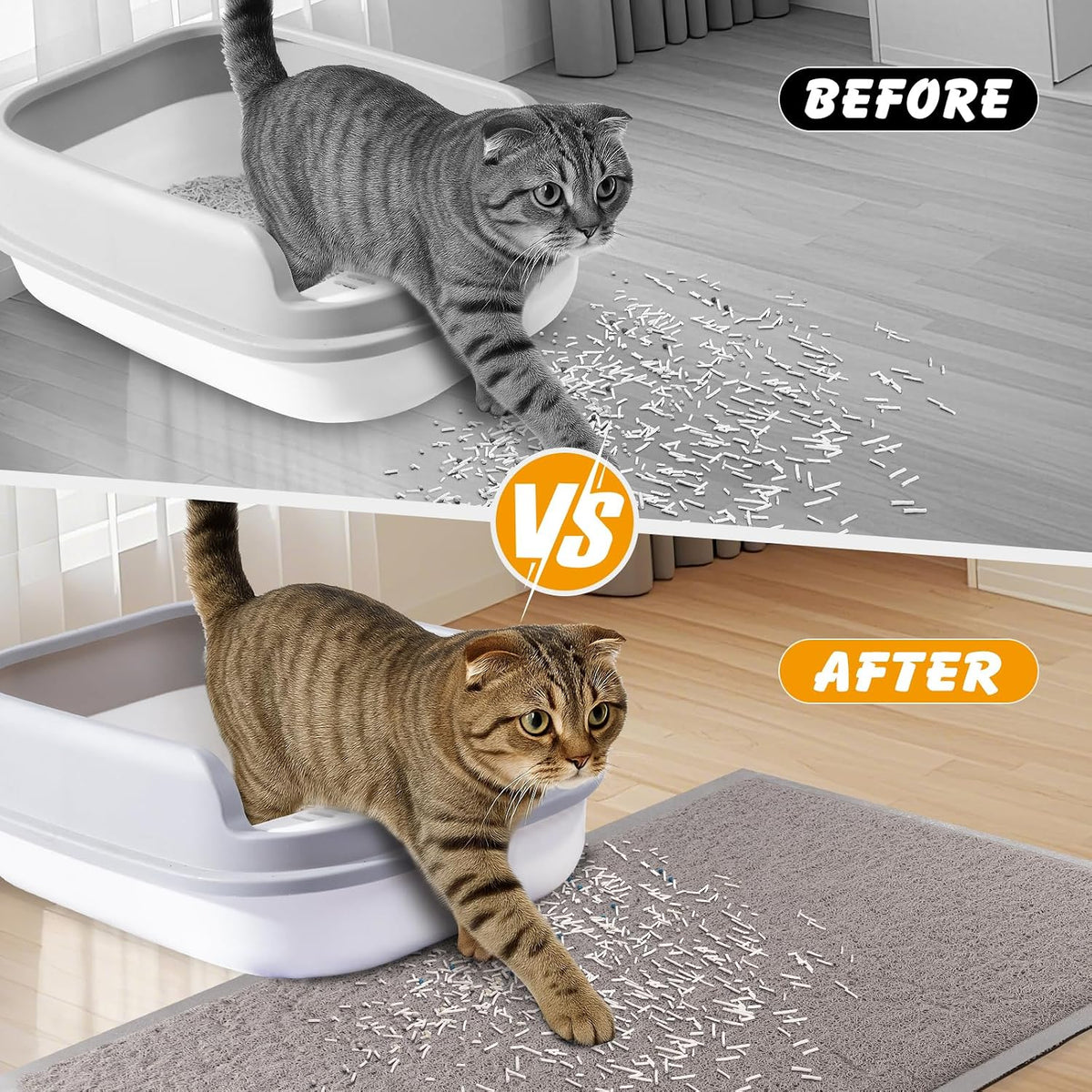 ondware Cat Litter Mat 47 x 31.5 in, Waterproof Non-Slip, Gray