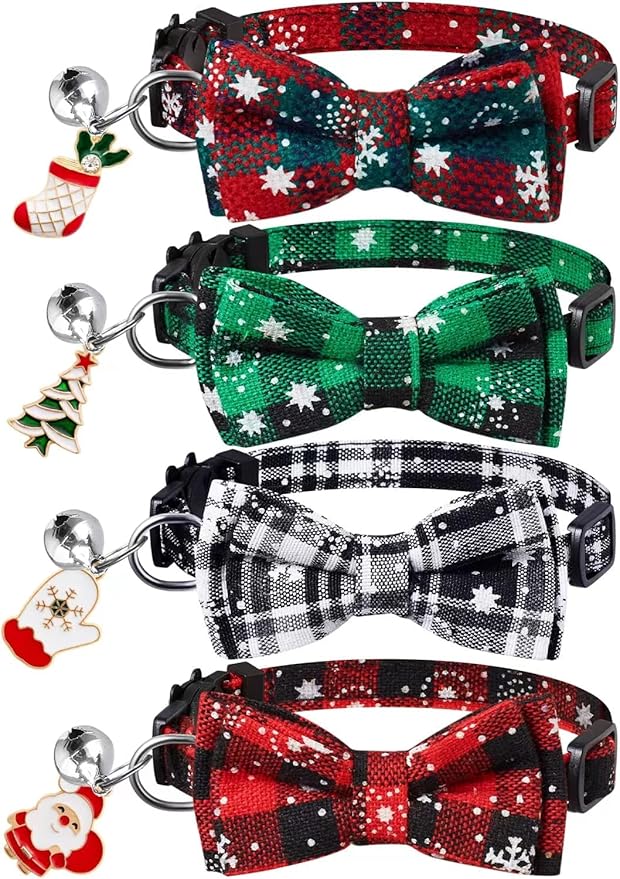 LLHK 4 Pack Christmas Cat Collars by LLHK