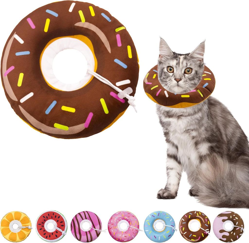 Seyezo Cat Cone Collar Soft, Adjustable Cat Recovery Collars, Donut Brown M