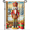 Christmas Garden Flag 12x18 Inch Nutcracker Soldier Decor Gift Box Snowy Pine by BlissYard