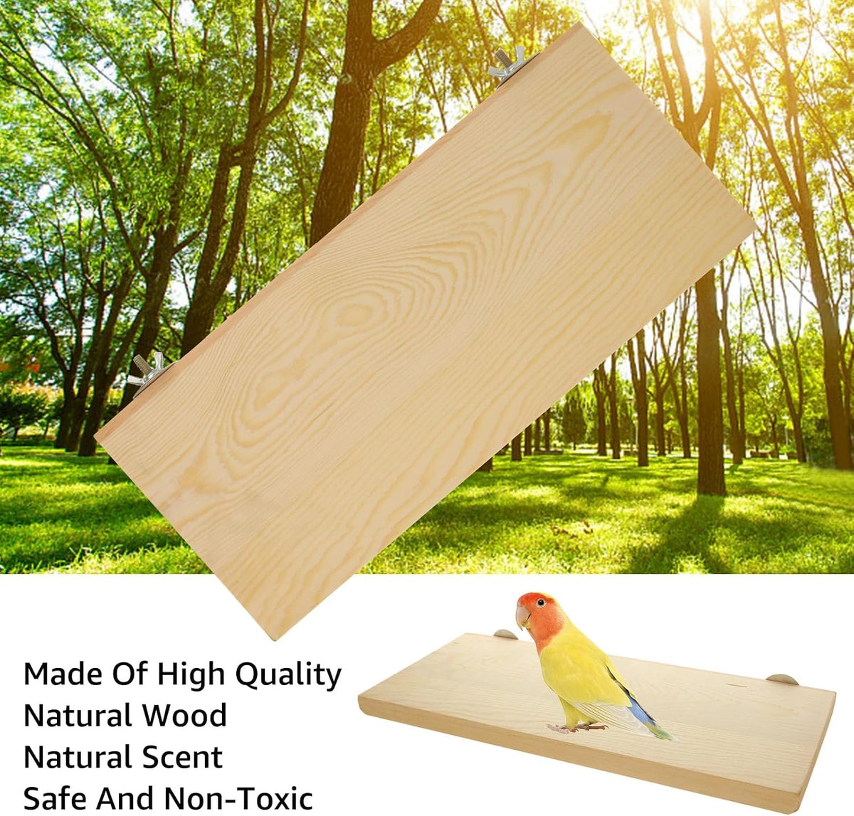 4 Pack Bird Perch Stand 12.4×5.3 Inch Parrot Wood Platform Rectangle Wood Perch Stand Board Shelf for Parrots Birds Budgie Parakeet Cockatiel Hamster Chinchilla Gerbil
