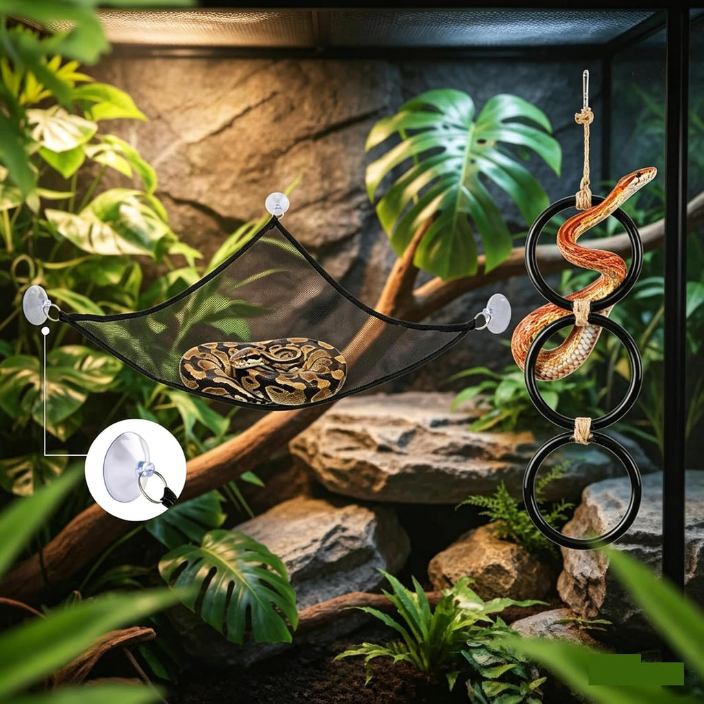 Snake Climbing Rings with Hammock, Reptile Enrichment Toys for Snakes