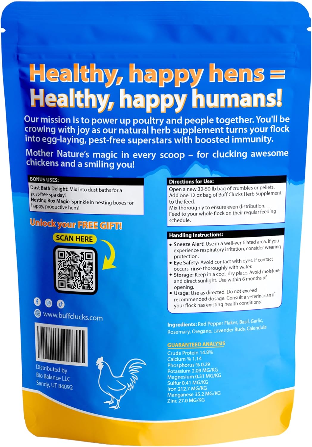 Buff Clucks Healthy Chickens Bundle - Herb Supplements for Backyard Chickens and Grub Fuel Black Soldier Fly Larvae - Nutrient Packed Chicken Treats, Poultry Feed