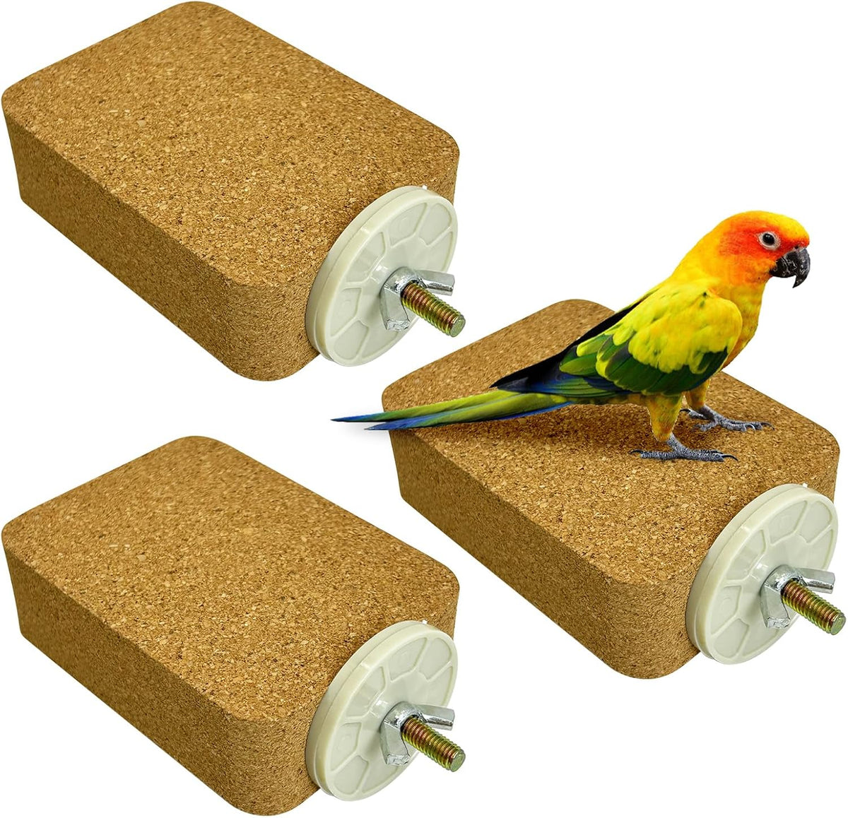 3 Pack Bird Perch Platform Cork Parrot Perch Stand