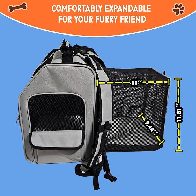 Expandable Pet Backpack Carrier – Dog & Cat, Bonus 2 Collapsible Pet Bowls - Image 6