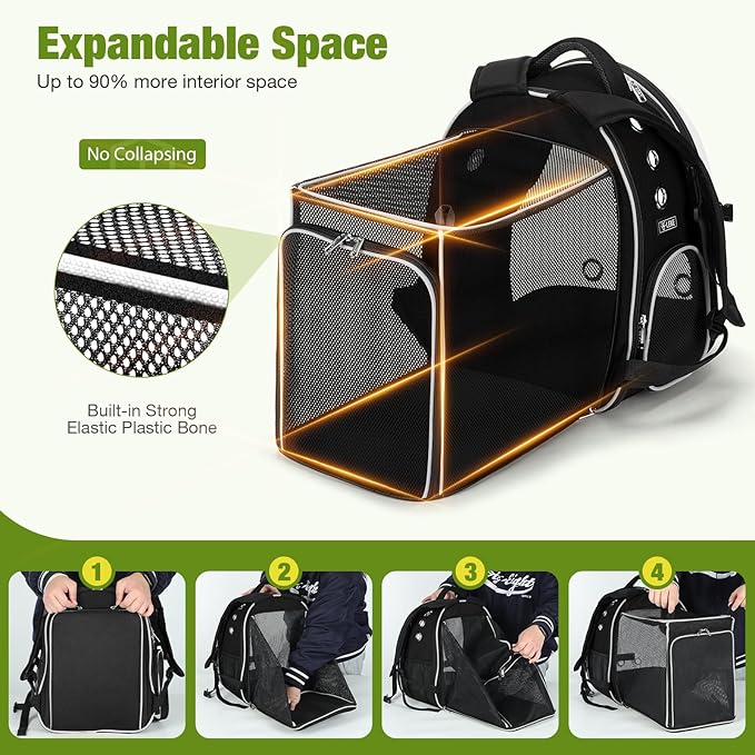 Lekereise Cat Backpack Carrier, Expandable Large Space Cat Bubble Backpack - Image 5