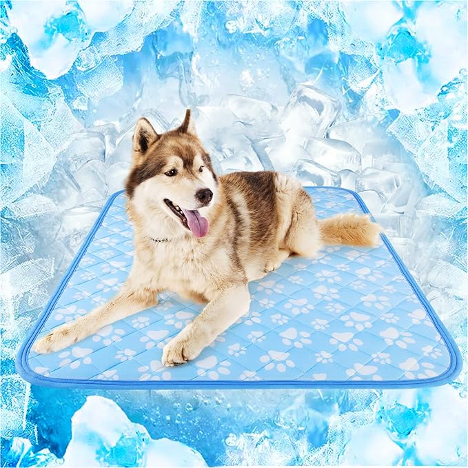 Rywell Cooling Mat for Dogs Large, Washable Non-Toxic Portable Kennel Dog Bed by Rywell