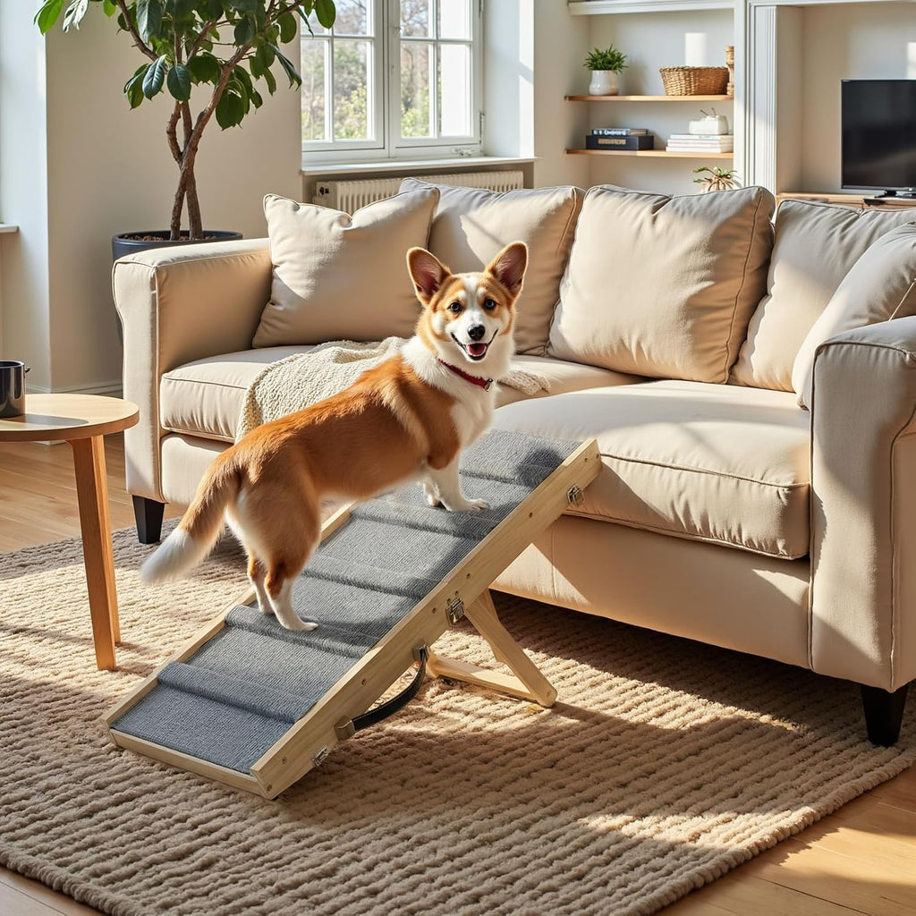Foldable Small Dog Ramp for Low Bed Sofa Couch and Stairs Nonslip Pad