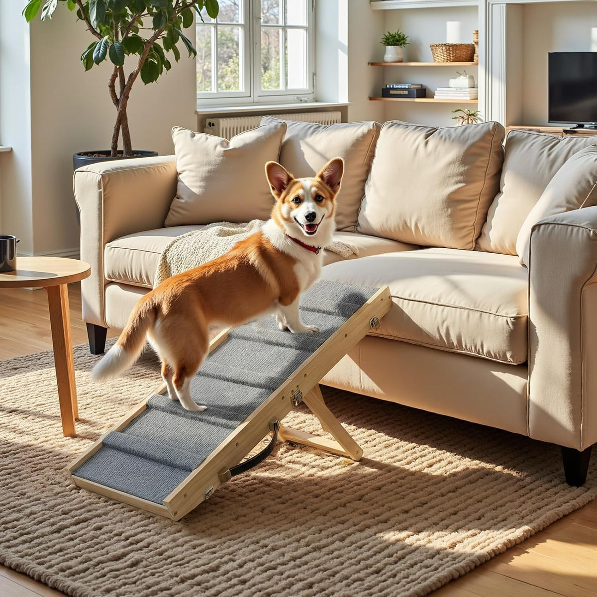 Foldable Small Dog Ramp for Low Bed Sofa Couch and Stairs Nonslip Pad