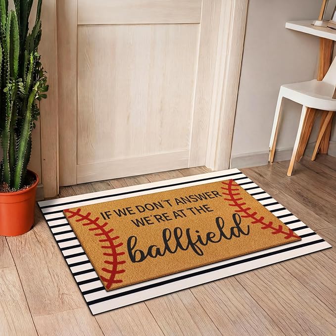 Tinideya 2 Pcs Baseball Door Mat Ballfield Welcome Non Slip Coir Mats Ballfield - Image 5