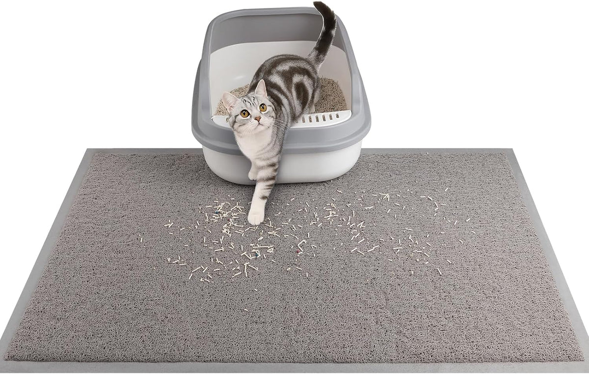 ondware Cat Litter Mat 47 x 31.5 in, Waterproof Non-Slip, Gray