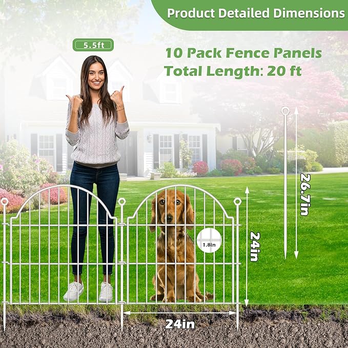 10 Panels No Dig Decorative Garden Fence - Image 2