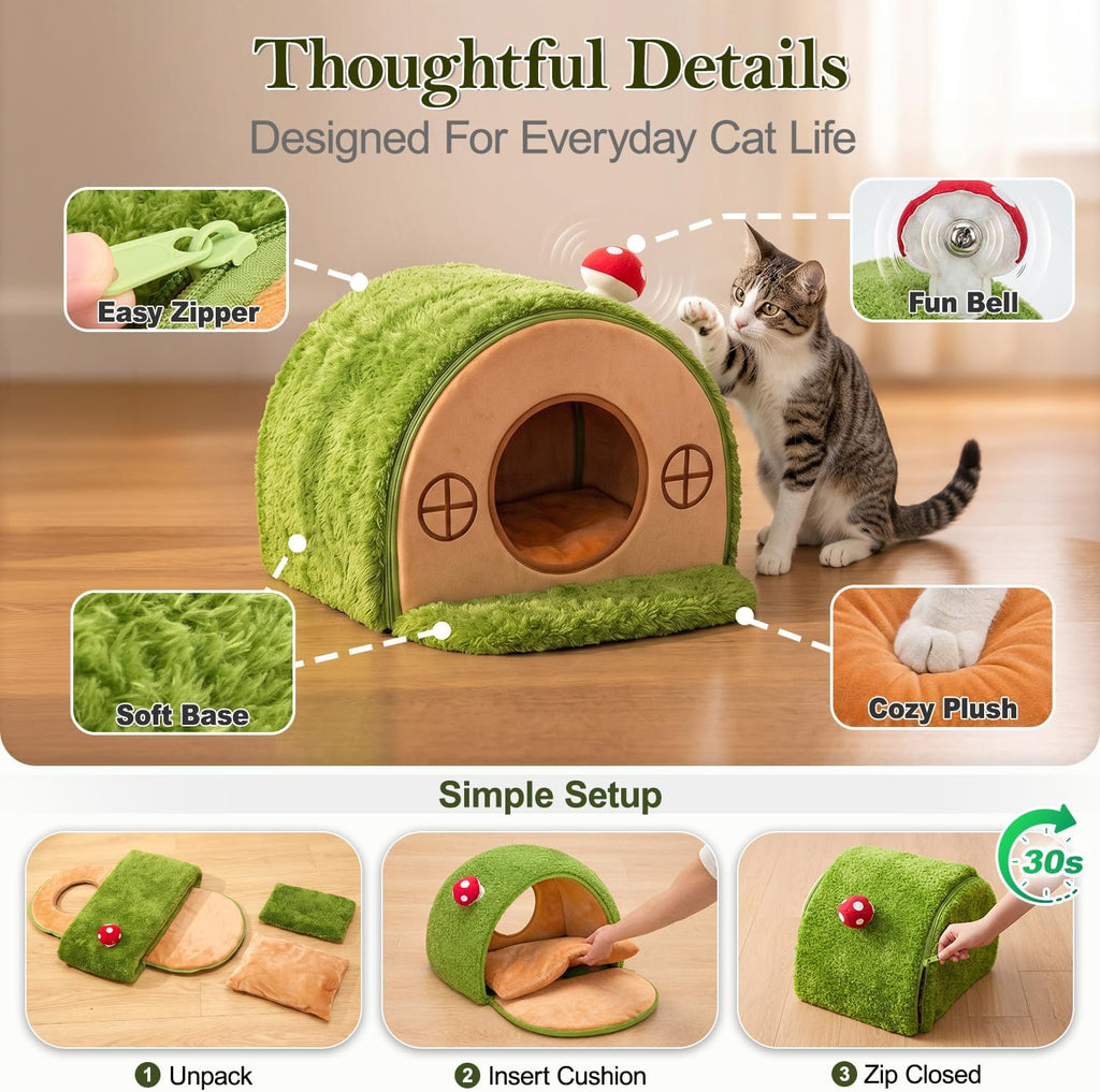 Cat House for Indoor Cats - Tree Hole Cat Bed Cave Hideaway