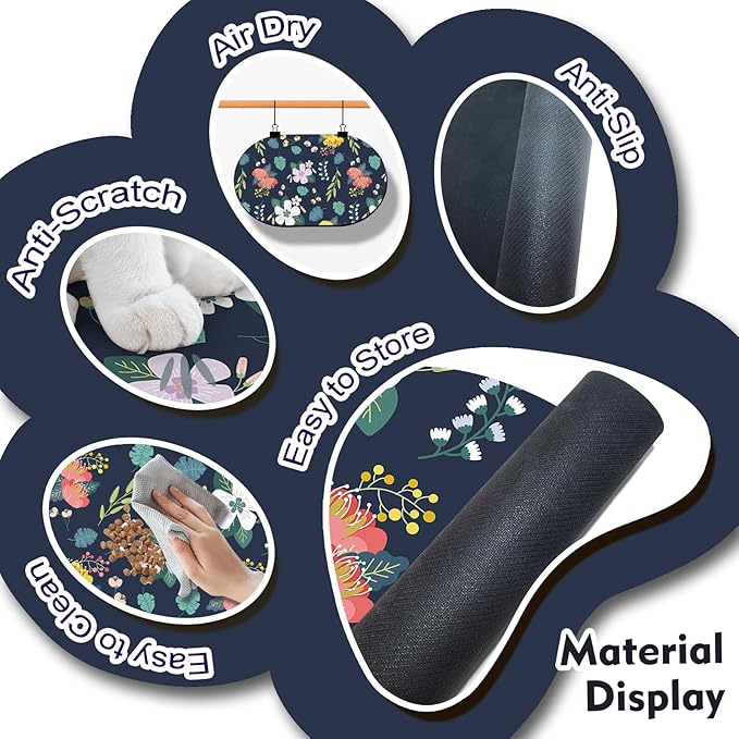 Absorbent Pet Food Mat 24''x16'', No Stains Quick Dry Pet Water Mat Protect - Image 3