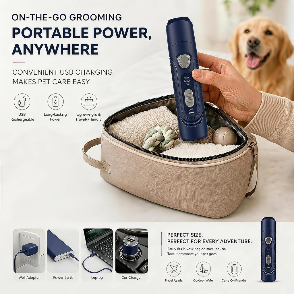 Dog Nail Grinder Whisper Quiet LED & Safe for Sensitive Dogs Cats