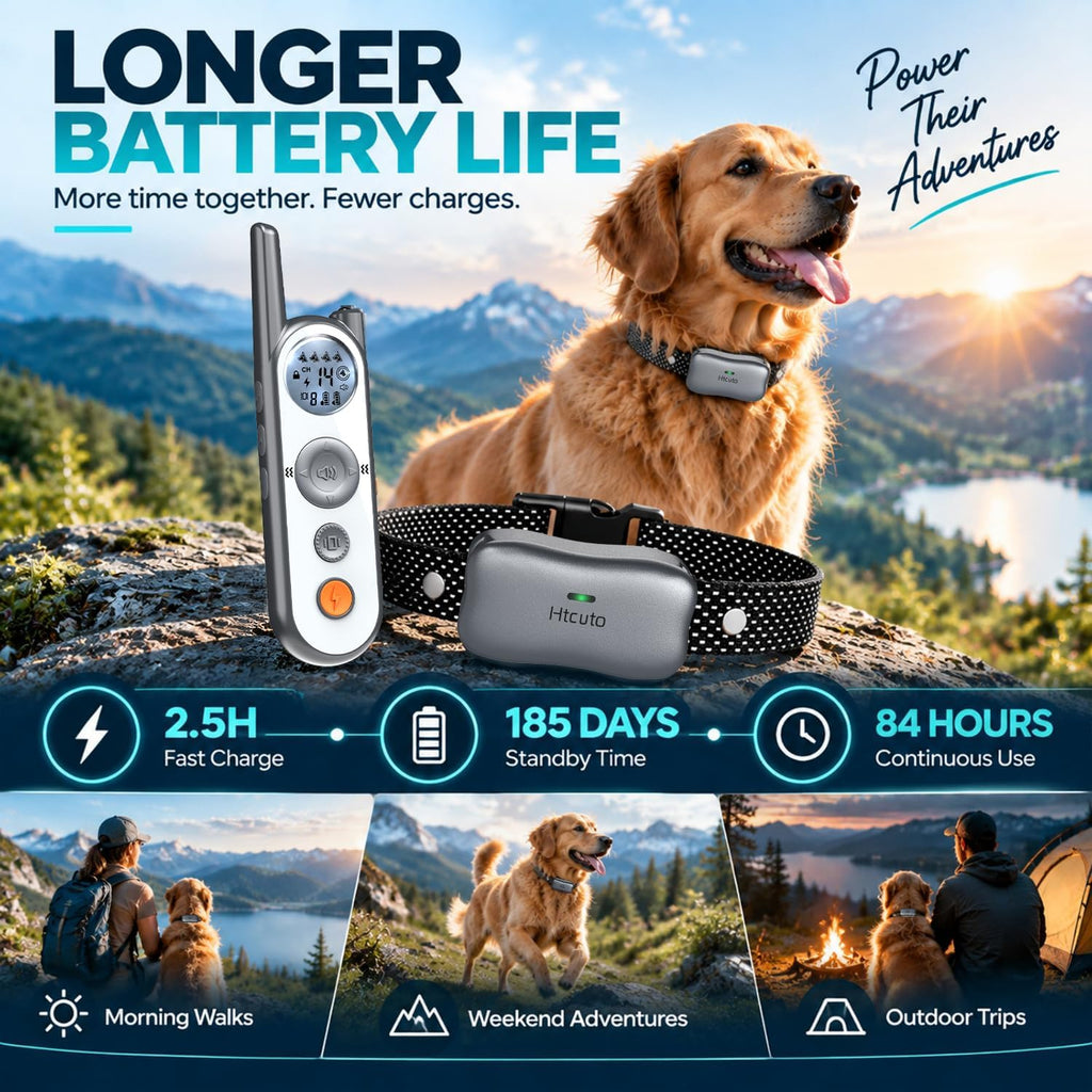 Htcuto Wireless Dog Fence for 2 Dogs - Multi-Mode Electric Dog Fence