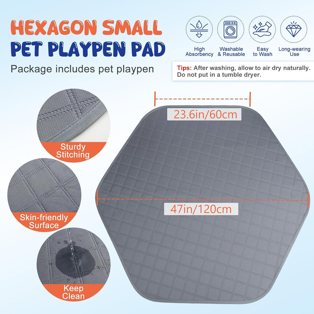 Pawaboo Small Animals Playpen with Pad, Black/Gray