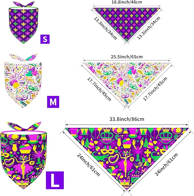 PET SHOW 50 Pack Mardi Gras Dog Bandanas Bulk - Image 2