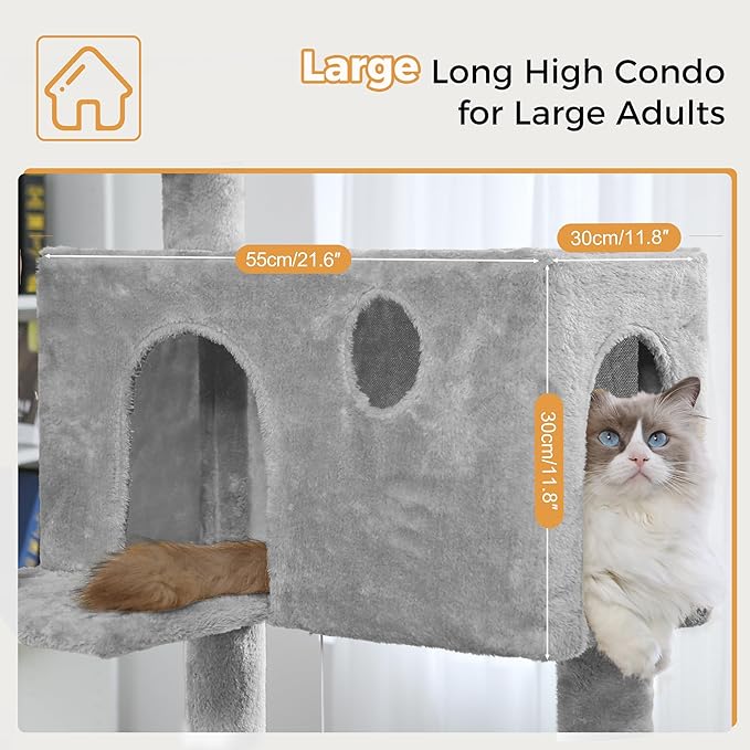 54" Cat Tree with Big Hammock 21x17” XL Cat Tower with Scratching Posts - Image 4