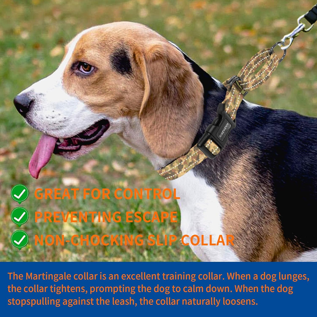 Kazazoo Reflective Martingale Collar for Dogs with Quick Release Buckle Adjustable Soft Durable Dog Collar for Small Medium Large No Pull Training Dog Collars-Camo M