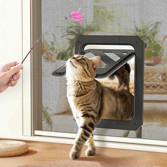 LIBBEPET Cat Door for Screen Door, Lockable Cat Screen Door for Cats & Small by LIBBEPET