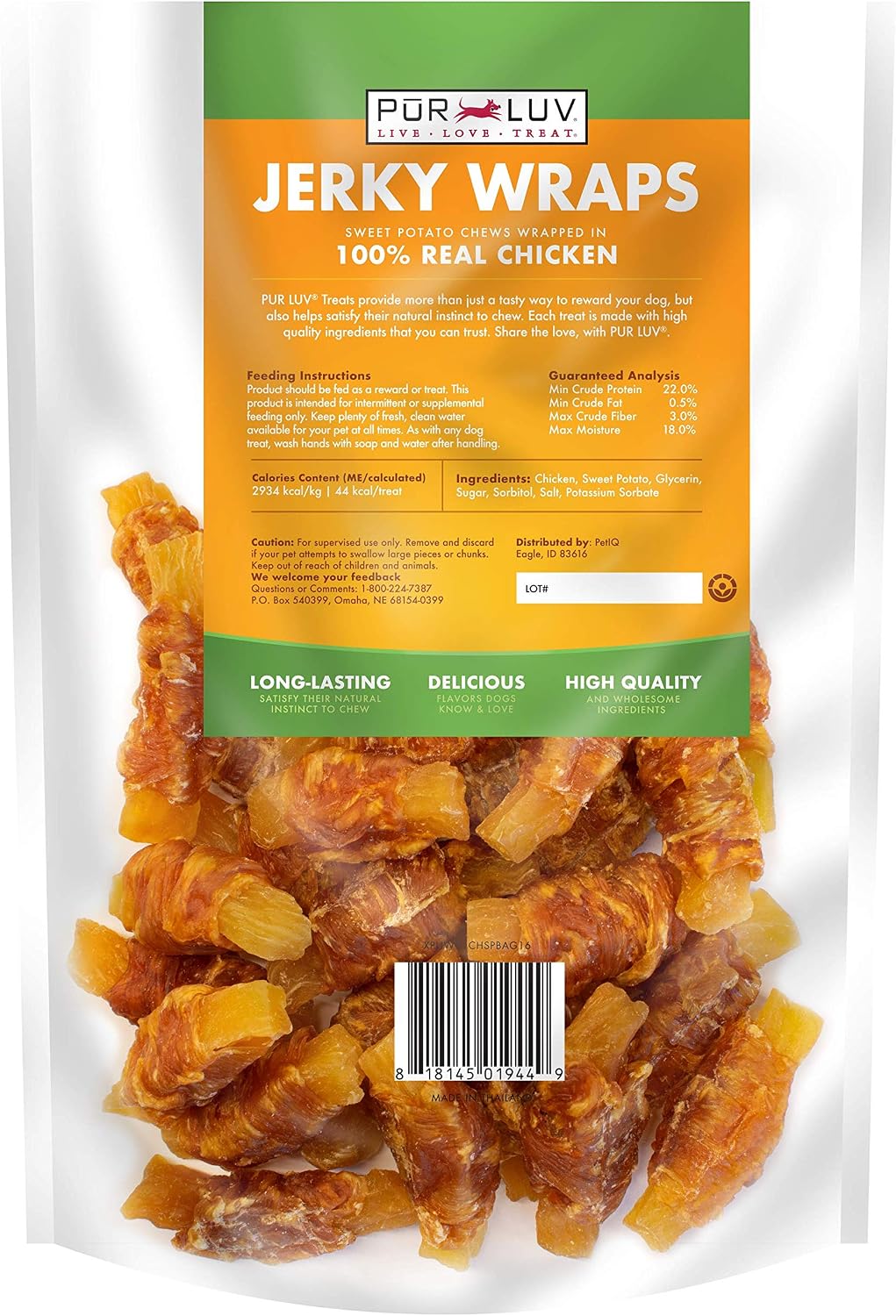 Pur Luv Chicken Wrapped Sweet Potato Dog Treats,16 Oz