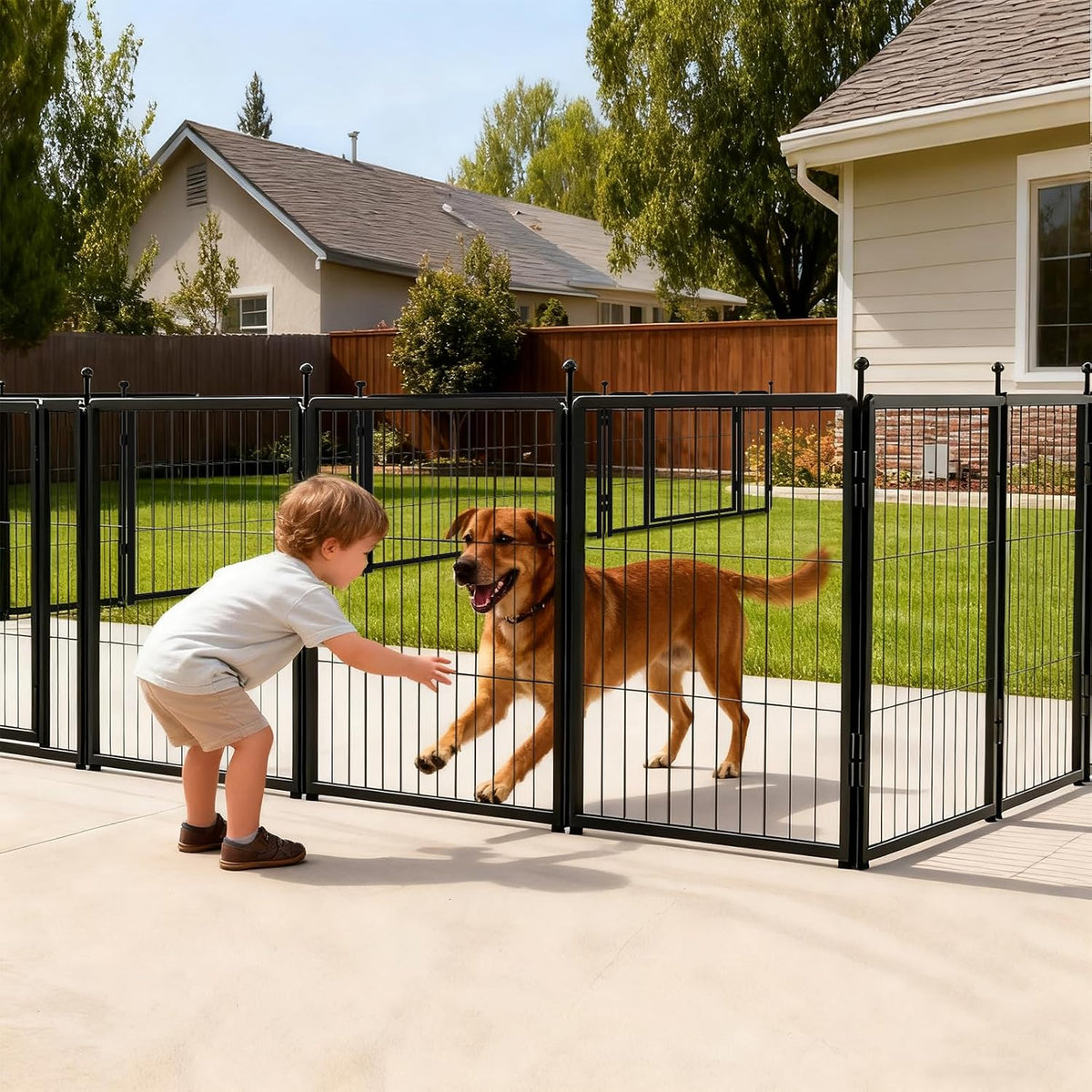 Dog Playpen Indoors/Outdoor, 24 inch 8 Panels Dog Play Pen for Small Dogs, Rustproof Metal Pet Fence for RV Camping/Yard/Garden