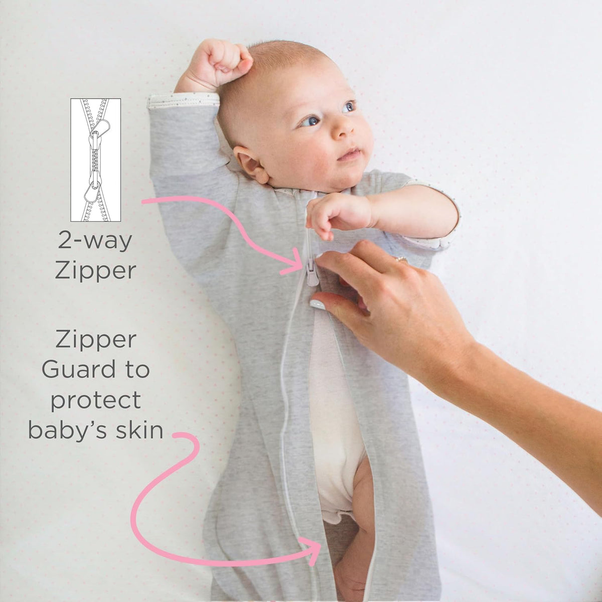 SwaddleDesigns Transitional Swaddle Sack, Cotton, Heathered Denim, 0-3mo
