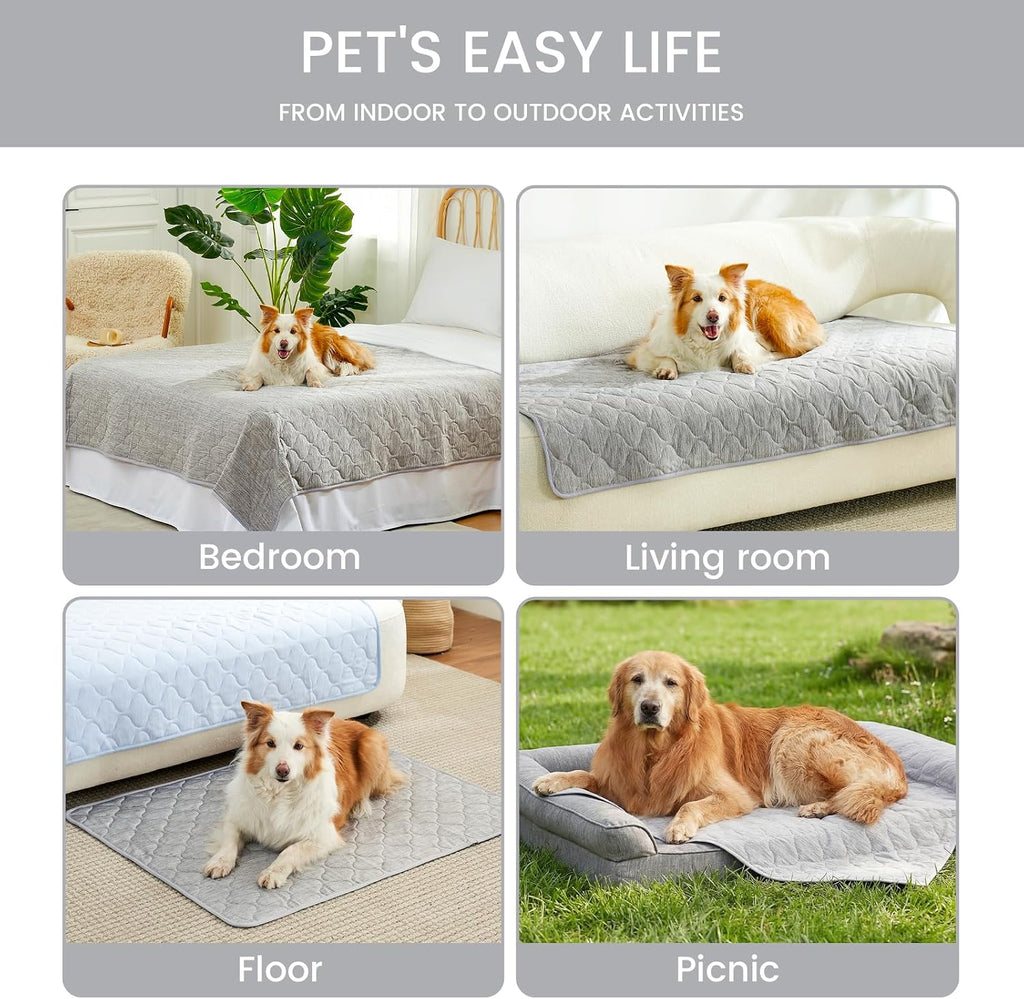 Cozy Bliss Leakproof Cooling Blanket for Large Dogs – Q-Max 0.5, Durable & Washable Dog Cooling Mat for Hot Weather, Soft Pet Throw & Couch Protector for Dogs & Cats, 40x60 Inch, Heather Silver Grey