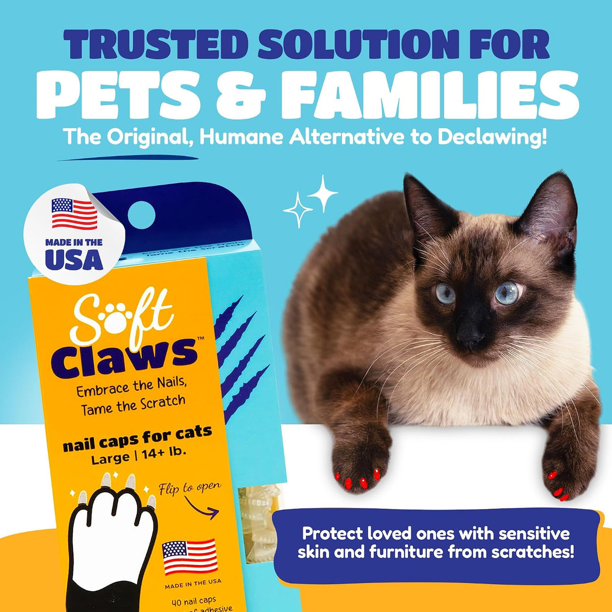 Soft Claws Nail Caps for Large Cats, 40 Caps, Pink and Green