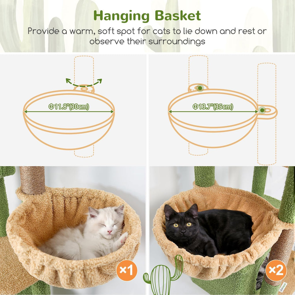 Globlazer Cactus Large Cat Tree, 80 inch Tall Climbing Tower, F80F, Green