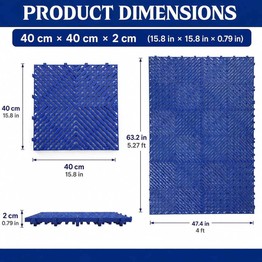 12 Pcs Horse Stall Mat 4 x 5.27 ft Plastic Stable Mat Interlocking