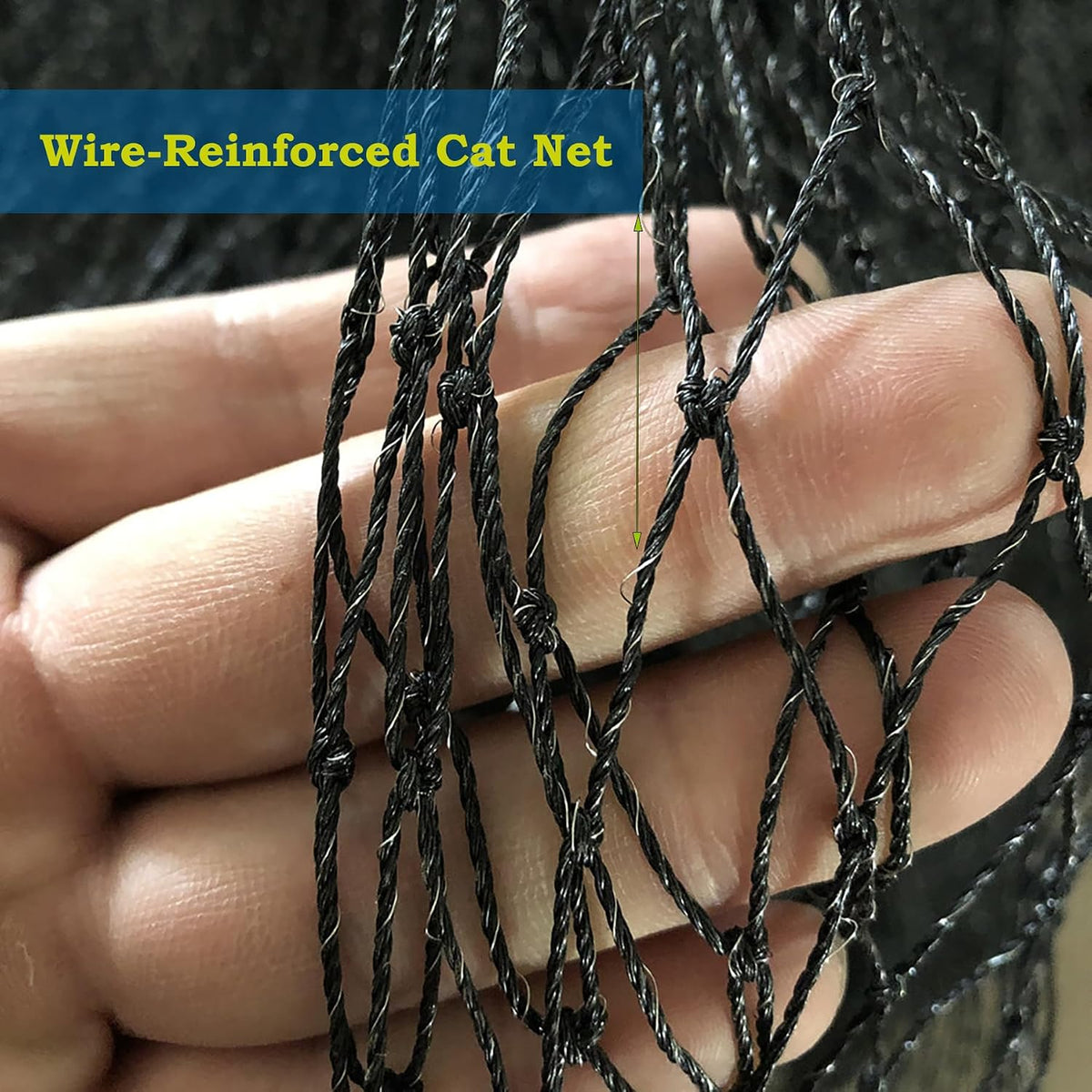 Wire-Reinforced Cat Netting, Bite Resistant, Anti-Fall for Windows Balcony